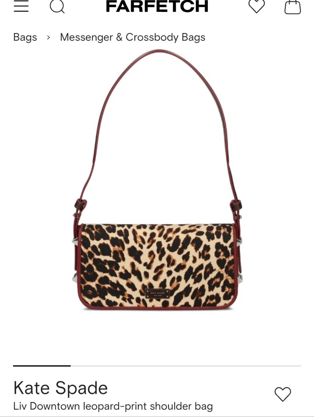 kate spade Leopard-Print Shoulder Bag with Burgundy Trim